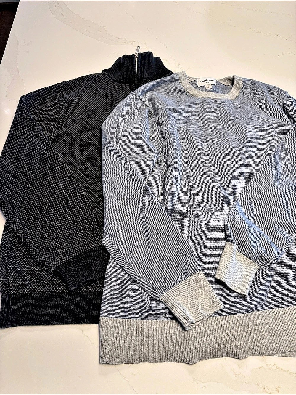 Goodfellow & Co Men's Long Sleeve Textured Crewneck and quarter zip Sweater (2)
